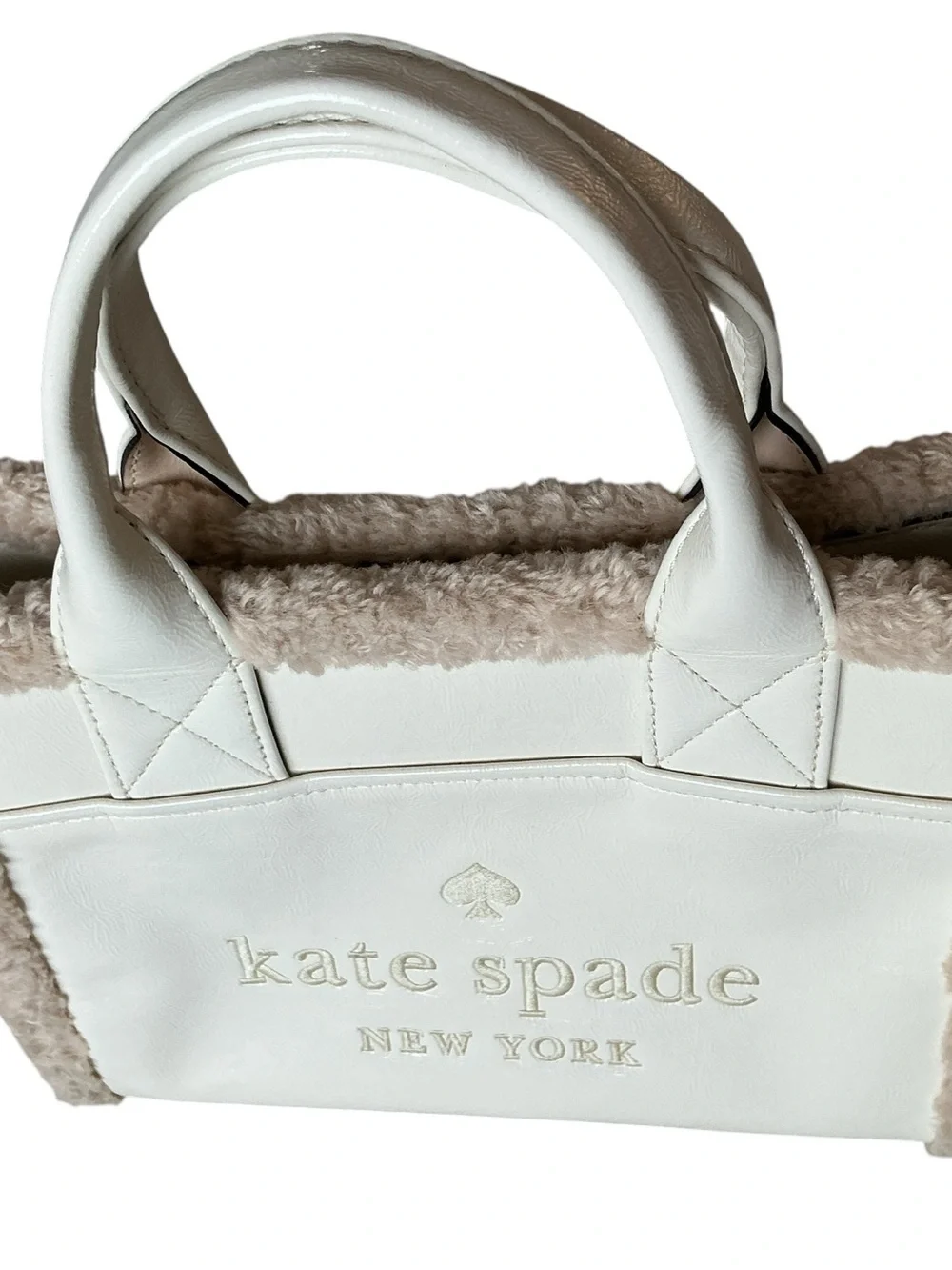 Kate Spade Jett Faux Shearling Small Tote Meringue Crossbody KE516
